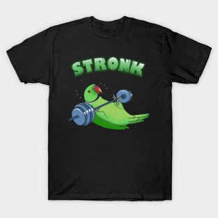 Stronk Green Indian ringneck Fitness Parrot Workout T-Shirt